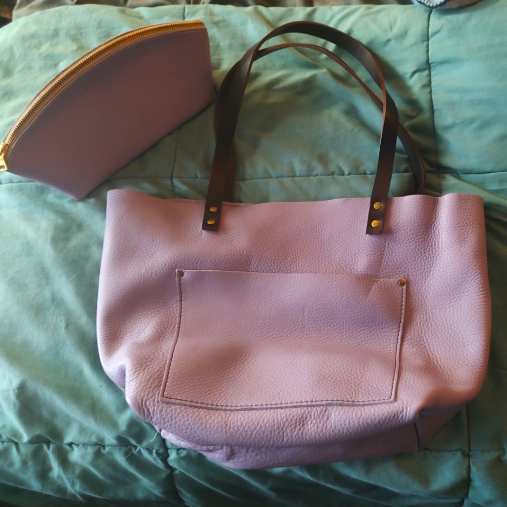 Portland Leather large tote and makeup bag